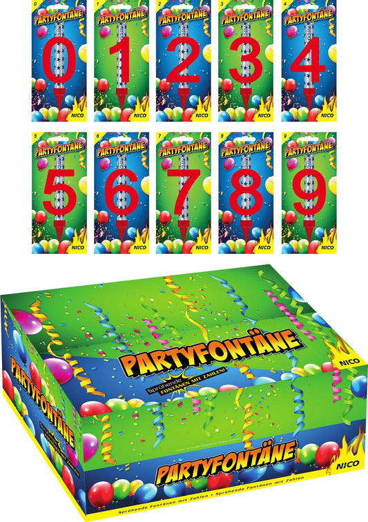 NICO Partyfontäne mit Zahl - Geburtstagsfontäne - Tortenfontäne