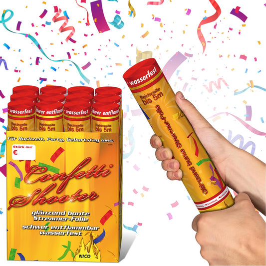 NICO Confetti-Shooter 30 cm, bunt metallic - 2 Rollen