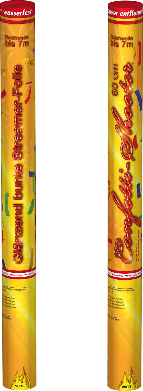 NICO Confetti-Shooter 60 cm, bunt metallic - 2 Rollen