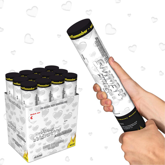 NICO Confetti-Shooter 30 cm, Herzen Weiß- 2 Rollen