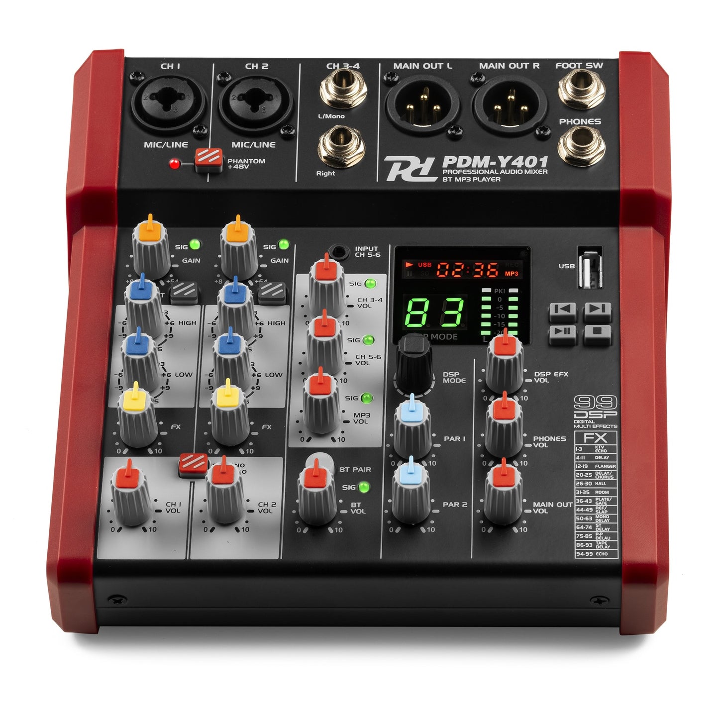 Power Dynamics PDM-Y401 Studio Music Mixer 4-Ch