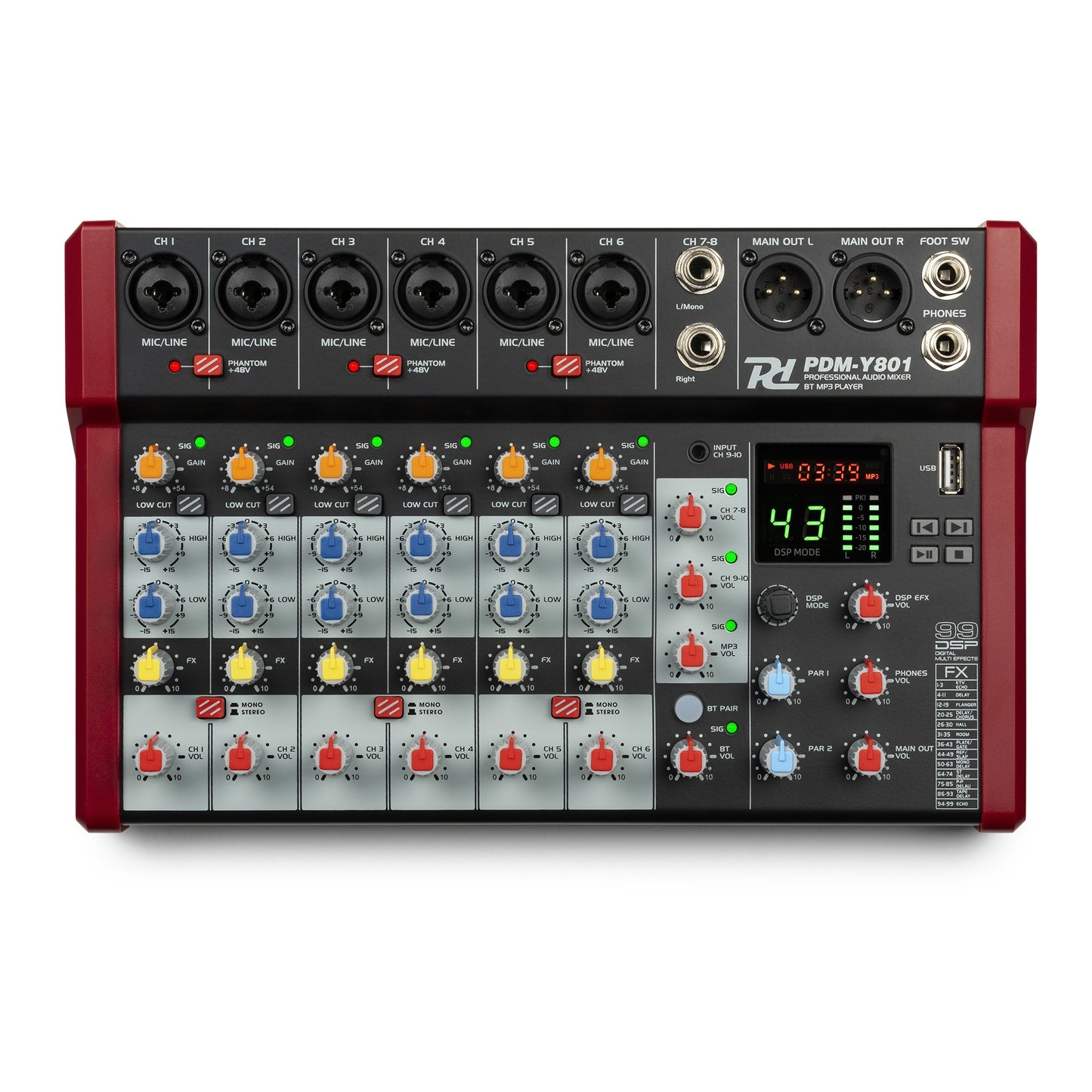 Power Dynamics PDM-Y801 Studio Music Mixer 8-Ch