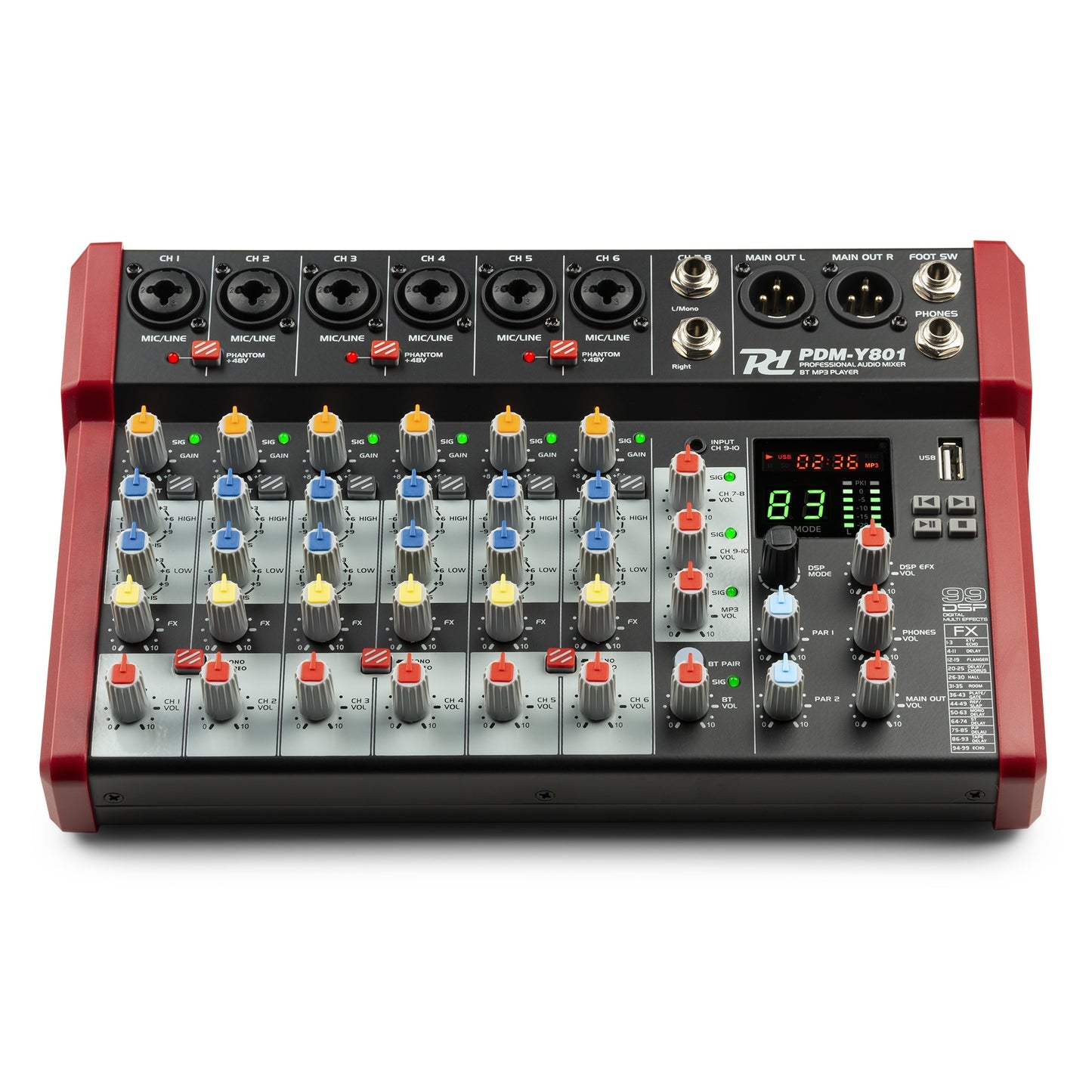 Power Dynamics PDM-Y801 Studio Music Mixer 8-Ch