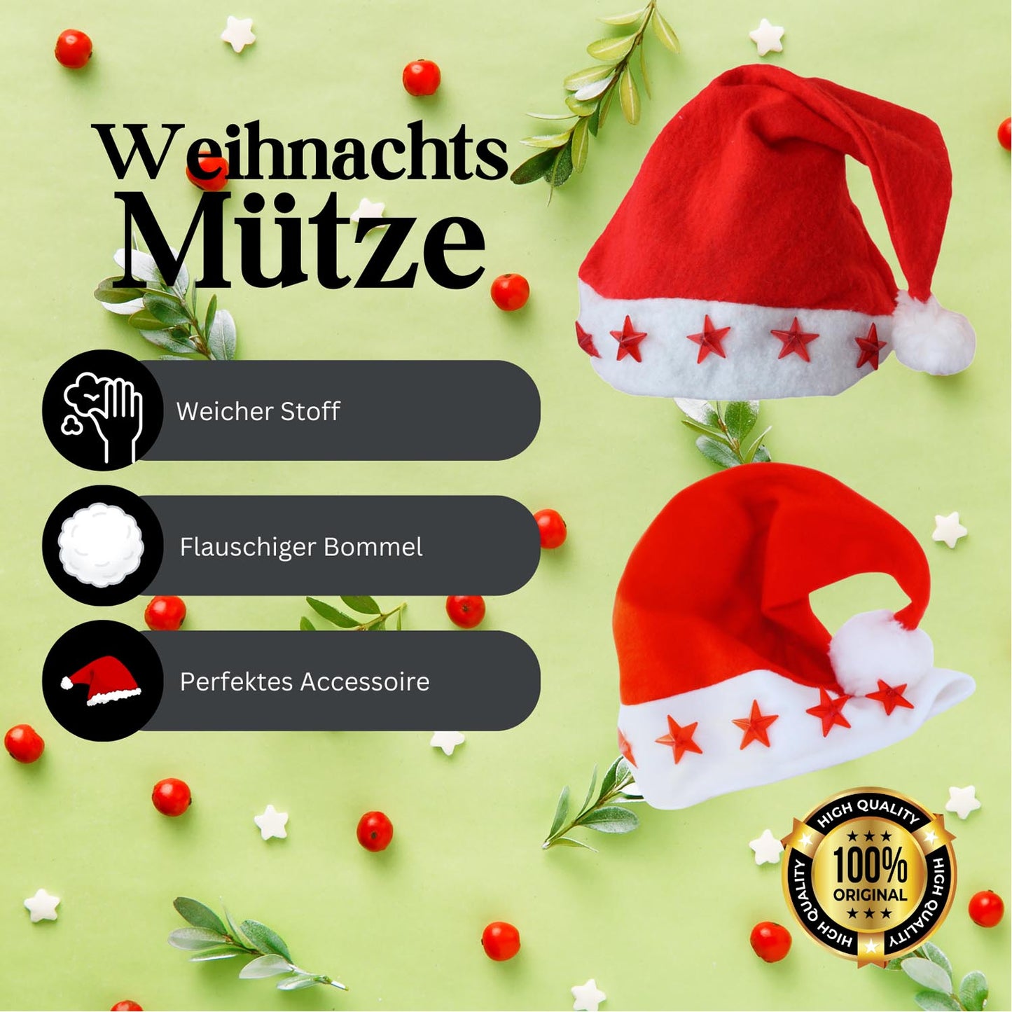 NICO Weihnachtsmützen mit LED